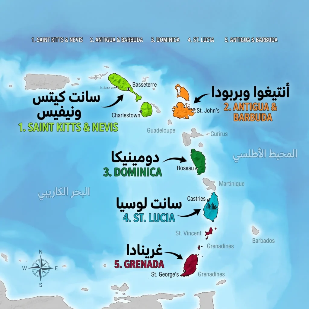Caribbean countries sea map second citizenship